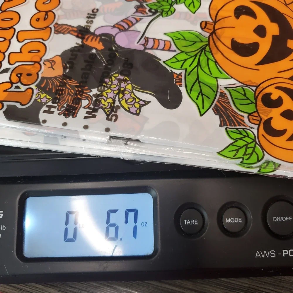 TWO Vintage Plastic Witch On A Broomstick Rectangular Table Cloths 54